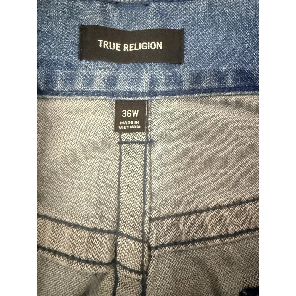 True Religion Geno No Flap SN Slim Straight Jeans Medium Wash Blue Mens 36 NEW
